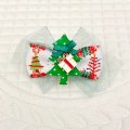 Wリボン・緑チュール×クリスマスツリー模様リボン＆ドット模様クリスマスツリー×プレゼントBOXチャーム