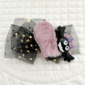 黒ゴールド星模様チュール＆薄紫ボアクッションハート×コウモリ（ＪＤバレッタ）