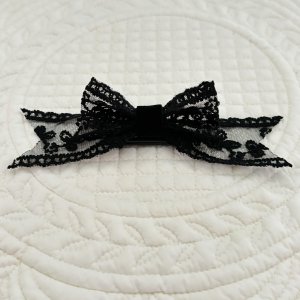 画像1: ３Ｄリボン・黒小花模様レース（ＪＤバレッタ）