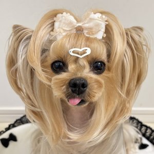 画像2: ミルクティサイドスカラップリボン×ミルクティサテンオーガンジーサイドハートピコットリボン（JDバレッタ）