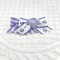 Wリボン・ラベンダー小花模様×ラベンダーチェック&スワロフスキーラインストーン付ハート（ＪＤバレッタ）