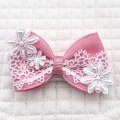インディピンクグログラン×白レース&お花レース×プチパール（ＪＤバレッタ）