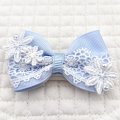 水色グログラン×白レース&お花レース×プチパール（ＪＤバレッタ）