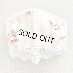 画像2: バブーシュカ風スヌード・ピンククリームストライプ薔薇模様