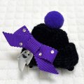 ニット帽・黒ニット帽・おばけチャーム×紫ペタシャムグログラン×スワロフスキーラインストーン（ＪＤバレッタ）