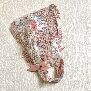 画像1: バブーシュカ風スヌード・リバティピンク花模様・モーヴピンク系フェリシテ