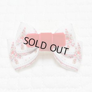 画像1: バタフライリボン・クリスマスツリー模様×赤ベルベット（JDバレッタ）