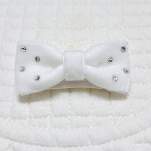 画像1: 白ベルベット×スワロフスキーラインストーン（ＪＤバレッタ）