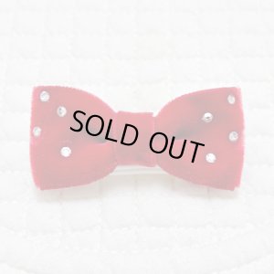 画像1: 赤ベルベット×スワロフスキーラインストーン（ＪＤバレッタ）