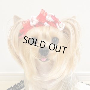 画像3: 5連リボン・クリスマスツリー模様×赤サイドフリルオーガンジー×赤サテン&クリスマスツリーチャーム（ＪＤバレッタ）