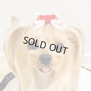 画像2: バタフライリボン・クリスマスツリー模様×赤ベルベット（JDバレッタ）