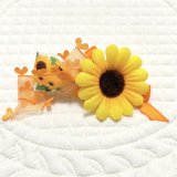 画像: トリプルリボンリボン・ひまわり模様×オレンジサイドハートピコットオーガンジー×オレンジサテン＆ひまわり（ＪＤバレッタ）