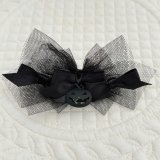 画像: Bigリボン・黒チュールリボン×黒サテンリボン＆黒ジャックランタンチャーム（ＪＤバレッタ）