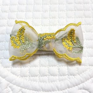 画像: ミモザリボン・サイドスカラップ・ミモザ刺繍リボン（JDバレッタ）