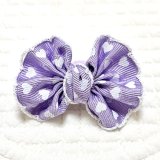 画像: パイルゴムL・ラウンドリボン・ラベンダー地ハート模様ピコットリボン