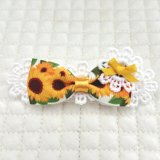 画像: ひまわり模様×白お花レース（ＪＤバレッタ）