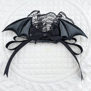 画像: コウモリの羽ヘッドドレス・黒レース×黒サテン（ＪＤバレッタ）