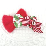 画像: トリプルリボン・赤エコファーリボン×クリスマスカラーリボン×赤ストライプ&赤ドットツリー×クリスマスリースチャーム（ＪＤバレッタ）