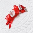 画像2: 5連リボン・クリスマスツリー模様×赤サイドフリルオーガンジー×赤サテン&クリスマスツリーチャーム（ＪＤバレッタ）