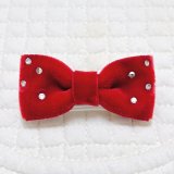 画像: 赤ベルベット×スワロフスキーラインストーン（ＪＤバレッタ）