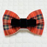 画像: Wリボン・赤タータンチェック模様×黒ベルベット（ＪＤバレッタ）