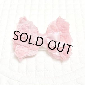 画像: ピンクグラデーション薔薇リボン＆くすみぴんくサテン・Ｓサイズ（JDバレッタ）