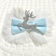 画像1: Ｗリボン・白エコファーリボン×水色ベルベット&シルバーラメトナカイ（ＪＤバレッタ）