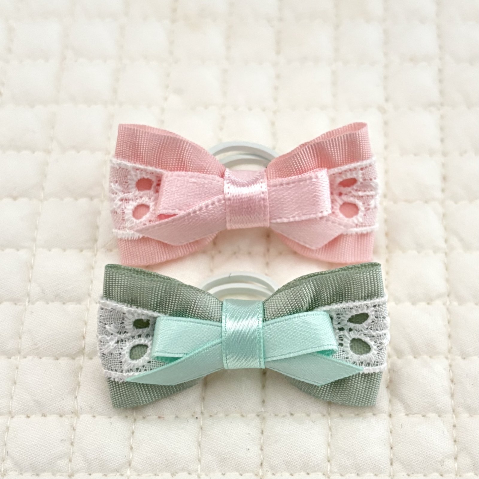 画像: ピーチピンクサイドフリルサテン×白レース×ピーチピンクサテン