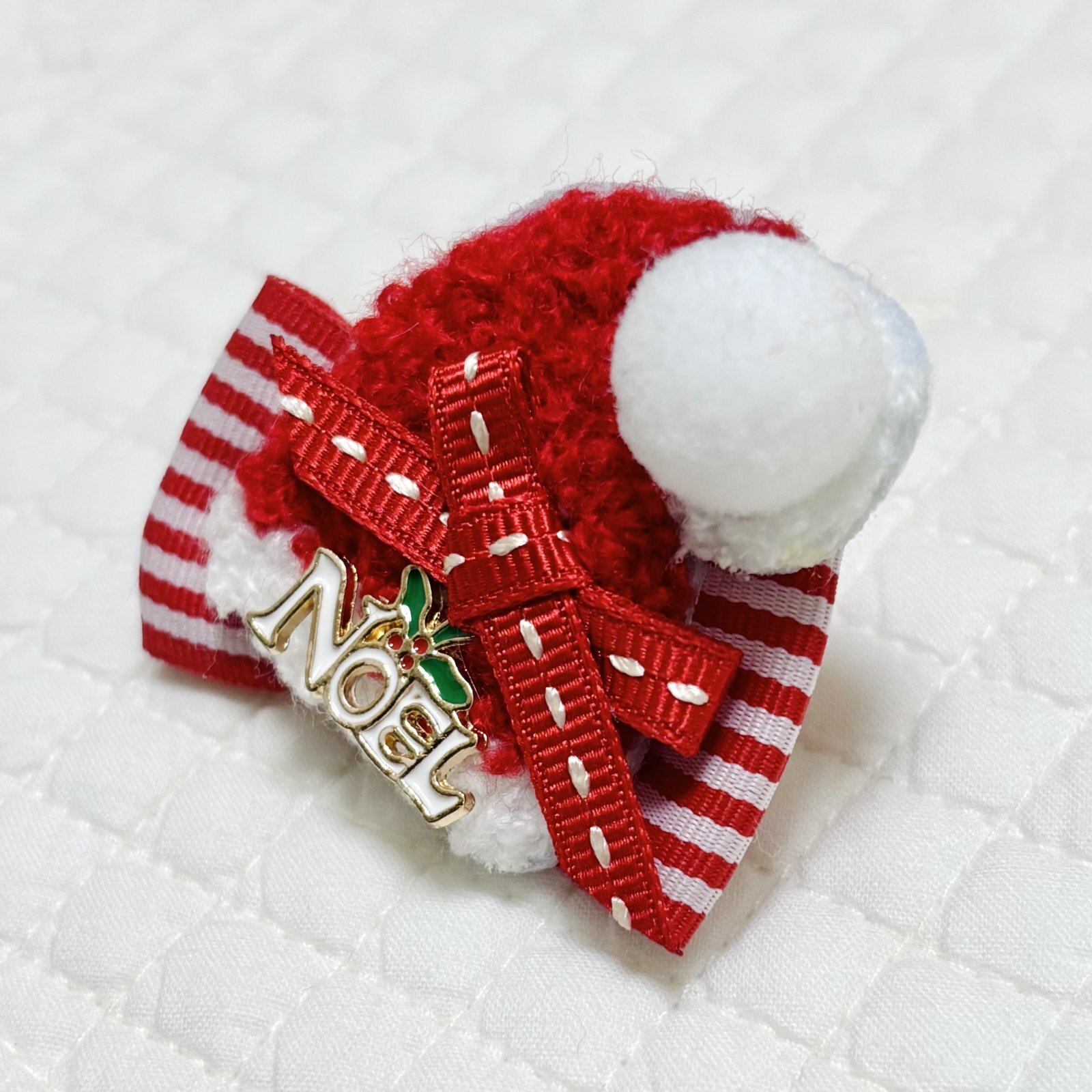 画像: サンタ帽リボン・赤ストライプ&ノエルチャーム