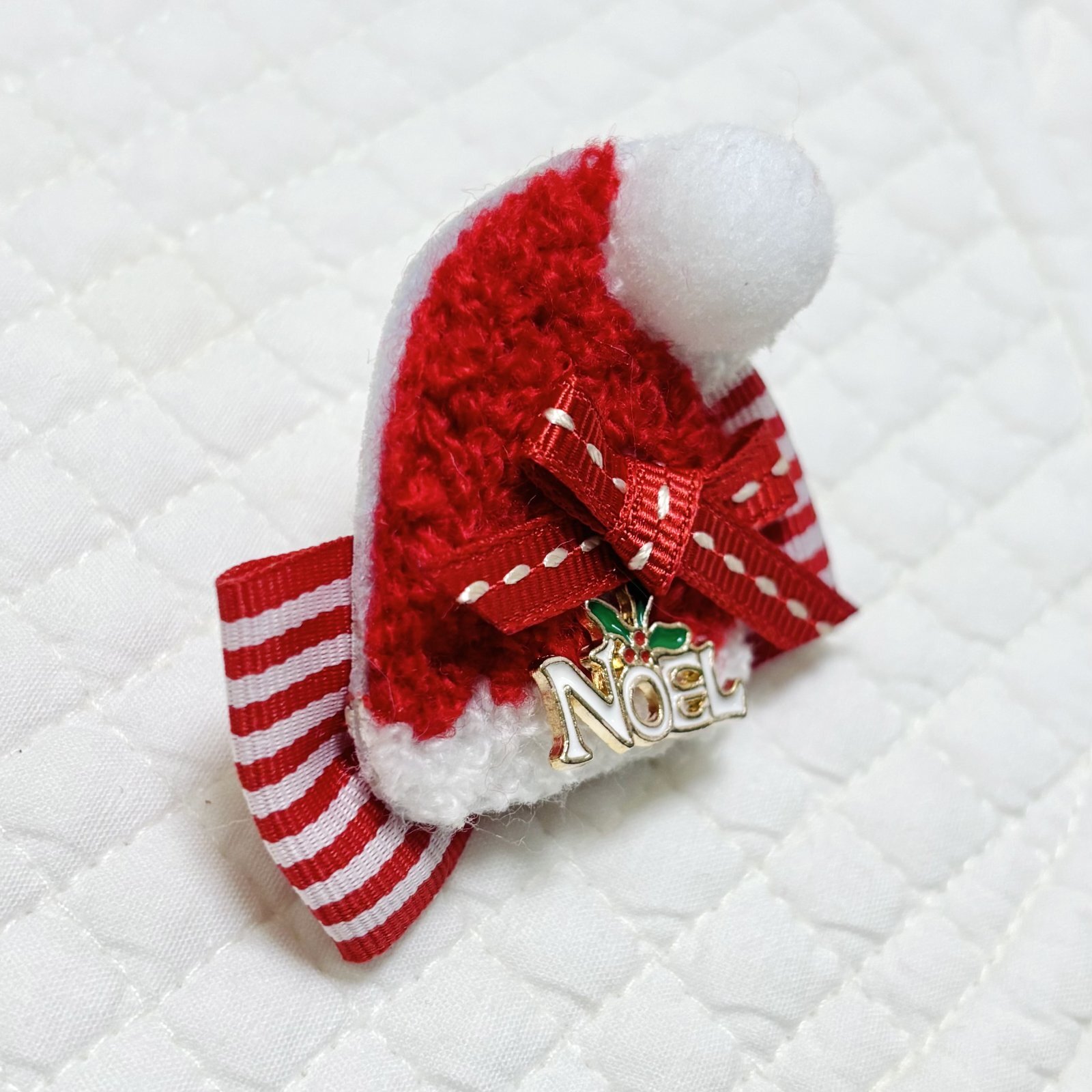 画像: サンタ帽リボン・赤ストライプ&ノエルチャーム
